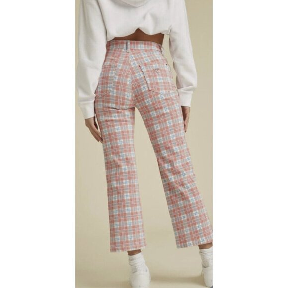 GUESS ORIGINALS High Rise Straight Checked Plaid Print Jeans Y2K - Size 29 NWT - Picture 2 of 16